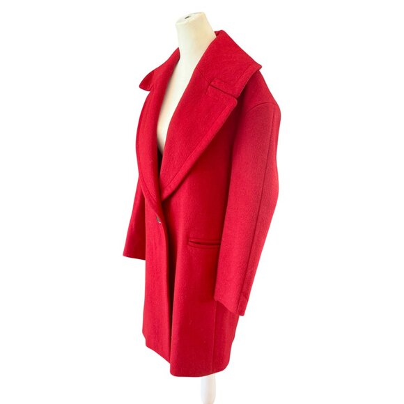 Forever 21 Wool-Blend Red Coat – Single Button – Size M - Picture 2 of 7